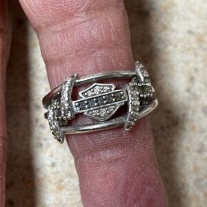 Harley Davidson 925 sterling Silver and Black Shield Ring
